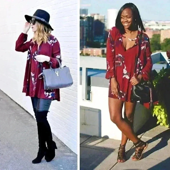 Free People Tree Swing Tunic Electric Orchid Size XS - Picture 9 of 9